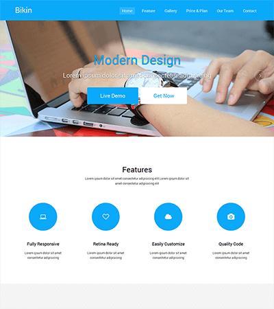 Bikin – Free Simple  Landing Page Template